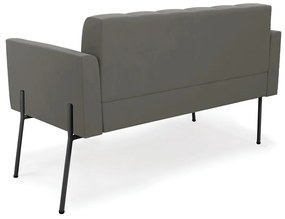 Sofá Namoradeira 2 Lugares Pé de Ferro Preto Elisa Suede D03 - D'Rossi - Grafite