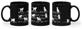 Caneca Cachorro Musical Dog Lover Preta com Alça Preta