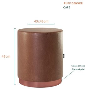 Puff Decorativo Redondo Denver Corano Café - Sheep Estofados - Marrom