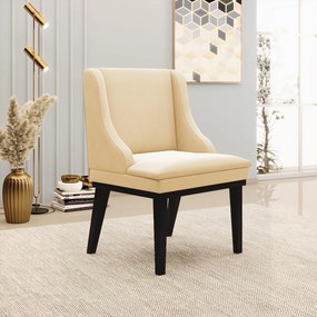Cadeira de Jantar Liz Suede Base Fixa Madeira Preto - D'Rossi - Bege