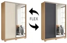 Guarda Roupa Solteiro com Espelho Rizatto Flex A02 Off/Titanium - Mpoz