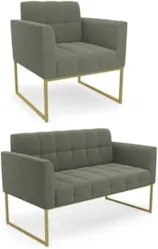 Namoradeira e Poltrona Industrial Dourado Ana Bouclé Menta - Ibiza