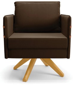 Kit 01 Namoradeira 02 Lugares e 01 Poltrona Mari Suede Base de Madeira MA30 - D'Rossi - Marrom