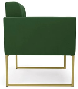 Kit 1 Sofá Namoradeira e 1 Poltrona Elisa Suede Verde Base Metálica Industrial Dourado - D'Rossi