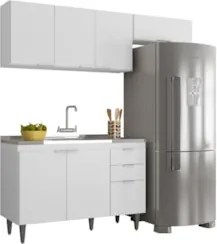 Armário de Cozinha CP03 Com Pia 120cm Pérola Z34 Branco     - Mpozenat