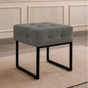 Puff Sala Decorativo Industrial Elisa Suede D03 - D'Rossi - Grafite