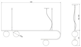 Pendente Dama 120X30Cm 3Xg9 / Cabo Aço Chumbador + Cabo Rayon / Globo... (GF-M Grafite Metálico, FOSCO)