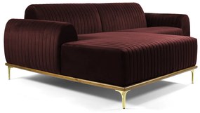 Sofá 3 Lugares Lisboa D07 com Chaise Esquerda 230cm Veludo Bordô - D'Rossi