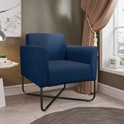 Kit 2 Poltronas Decorativas Base Industrial X Preta Maressa S01 Suede