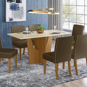 Mesa de Jantar Vértice 1600 06 Lugares Nature Off White