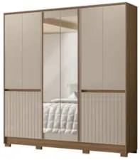 Guarda Roupa Casal 216cm Com Espelho Freeze Carvalho/Fendi Z17 - Mpoze