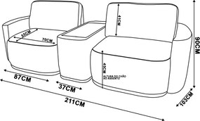 Sofá Sala Modulado 211cm com Console USB Luminária Brumma Bouclê K01 - D'Rossi - Terracota