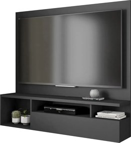 Painel Luci Nichos Decorativos 136cm para TV até 55 com Porta Basculante MDP Preto G11 - Gran Belo