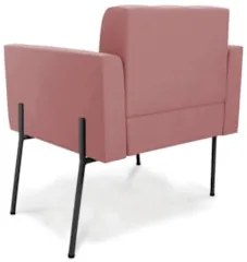 Poltrona Para Sala Pés Metálicos Preto Ana Suede Rosê - Ibiza