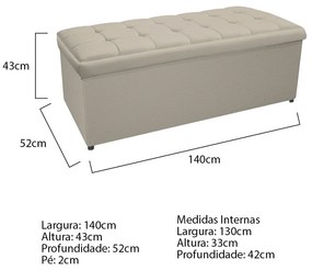 Calçadeira Copenhague 140 cm Casal Corano Bege - ADJ Decor