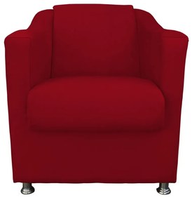 Poltrona Puff Cecilia Suede Decorativa Sala Recepção Vermelho