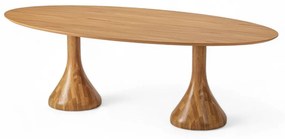 Mesa de Jantar Thaner Oval Tampo Lâmina Cinamomo Base Madeira Eucalipto