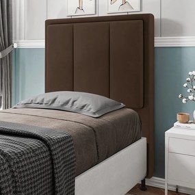 Cabeceira Solteiro Cama Box 90cm para Quarto Opala Suede M11 - D'Rossi - Marrom