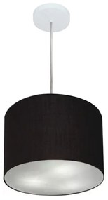 Lustre Pendente Cilíndrico Md-4210 Cúpula em Tecido 30x25cm Preto - Bivolt