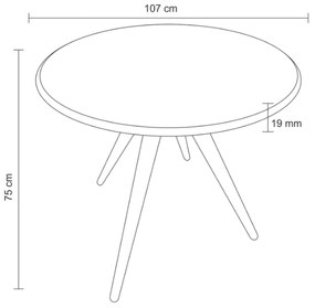 Mesa Sala de Jantar Cozinha Drever Redonda MDF/Nogueira G56 - Gran Belo