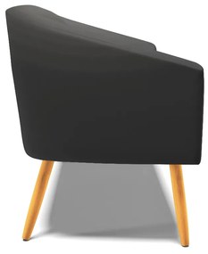 Sofá 2 Lugares Namoradeira Pé Palito Castanho Stella Sintético D03 - D'Rossi - Preto