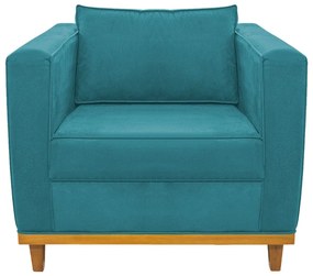 Poltrona Decorativa Europa Suede Azul Turquesa ADJ Decor