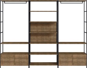 Kit Guarda Roupa Steel Quadra Closet Modulado com 03 Estantes Estilo Industrial Vermont e Preto A05 - D'Rossi