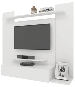 Painel Para TV Até 50" 1 Gaveta 4 Prateleiras Premium Branco