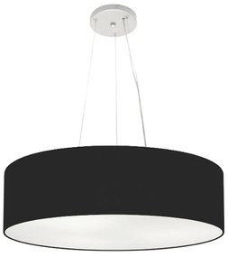 Lustre Pendente Cilíndrico Md-4193 Cúpula em Tecido 70x15cm Preto - Bivolt