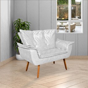 Poltrona Namoradeira Pés Palito Charger PU Branco G19 - Gran Belo