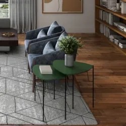 Mesa Lateral Para Sala Pés Metálicos Kit 2 Blen Musgo/Preto I06 - Mpoz