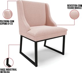 Cadeira Sala de Jantar Industrial Preto kit 4 Liz Bouclê D03 - D'Rossi - Rose