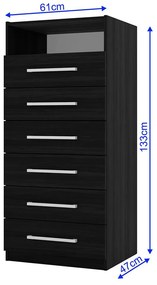 Cômoda Madri Multiuso Organização 6 Gavetas Premium Preto