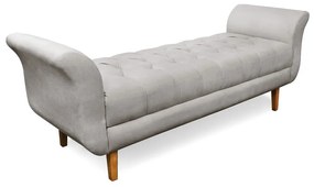 Recamier Olinda Veludo Cinza 160 cm Pés Chanfrado Castanhos - D'Rossi