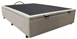 Base Box Baú para Cama Viúva 128x188cm Liz S05 Suede Bordado Bege - Mp