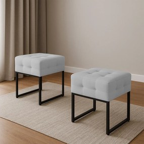 Puff Sala Decorativo Industrial Kit 2 Elisa Suede D03 - D'Rossi - Cinza