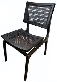 Cadeira Venus com Assento e Encosto Sextavado em Laca Cor Preta - 53225 Sun House
