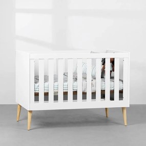 Berço Mini Cama Noah com Pés Retrô Natural - Branco