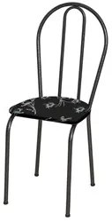 Kit 4 Cadeiras 004 Cromo Preto/Florido - Artefamol