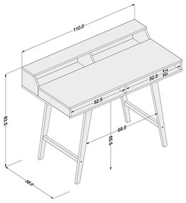 Mesa De Escritório Hannover 1,10m 4 Nichos - Branco