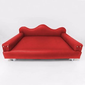 Cama Sofá Pet Meg Para Cães E Gatos Elegante e confortável Courino Vermelho