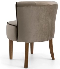 Kit 02 Poltronas Decorativas Sala de Estar Base de Madeira Ayla Veludo Marrom Claro G15 - Gran Belo