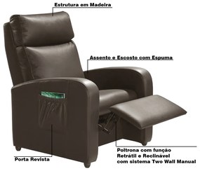 Poltrona do Papai Decorativa Giorno PU Sintético Marrom G37 - Gran Belo