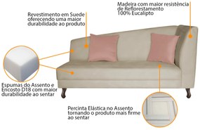Divã Recamier Heitor 160cm com Almofada Lado Esquerdo Suede - ADJ Decor