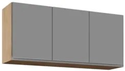 Armário de Cozinha Aéreo 120cm 3 Portas Virgínia Castanho/Cinza - Lumi
