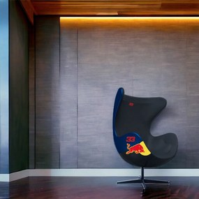 Kit 2 Poltronas Decorativas Egg Chair RB Nº33 c/Regulagem de Altura Azul/Preto G53 - Gran Belo