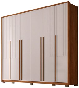 Guarda Roupa Casal Ema com 6 Portas de Bater e 6 Gavetas em MDF OffWhite/Freijo G11 - Gran Belo