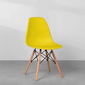 Cadeira Eames Eiffel Base Madeira - Amarelo