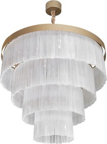 Pendente Cristal E Aluminio Dourado 80Cm Felsen