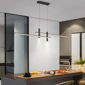 Luminária Pendente Sala de jantar lustre simples e moderno e minimalista linhas nordic mesa jantar luz criativo balcão barra longa tira lâmpadas designer - D - Branco quente